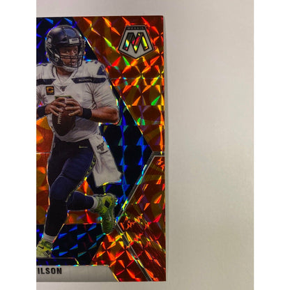 2020 Mosaic Russell Wilson Orange Reactive Prizm