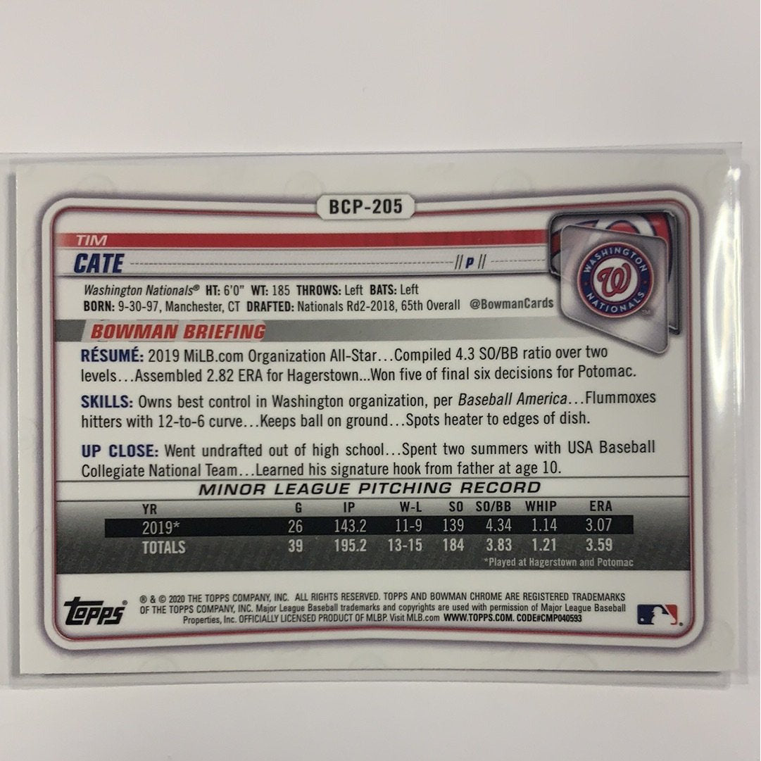  2020 Bowman Chrome Tim Cate Mojo Refractor  Local Legends Cards & Collectibles