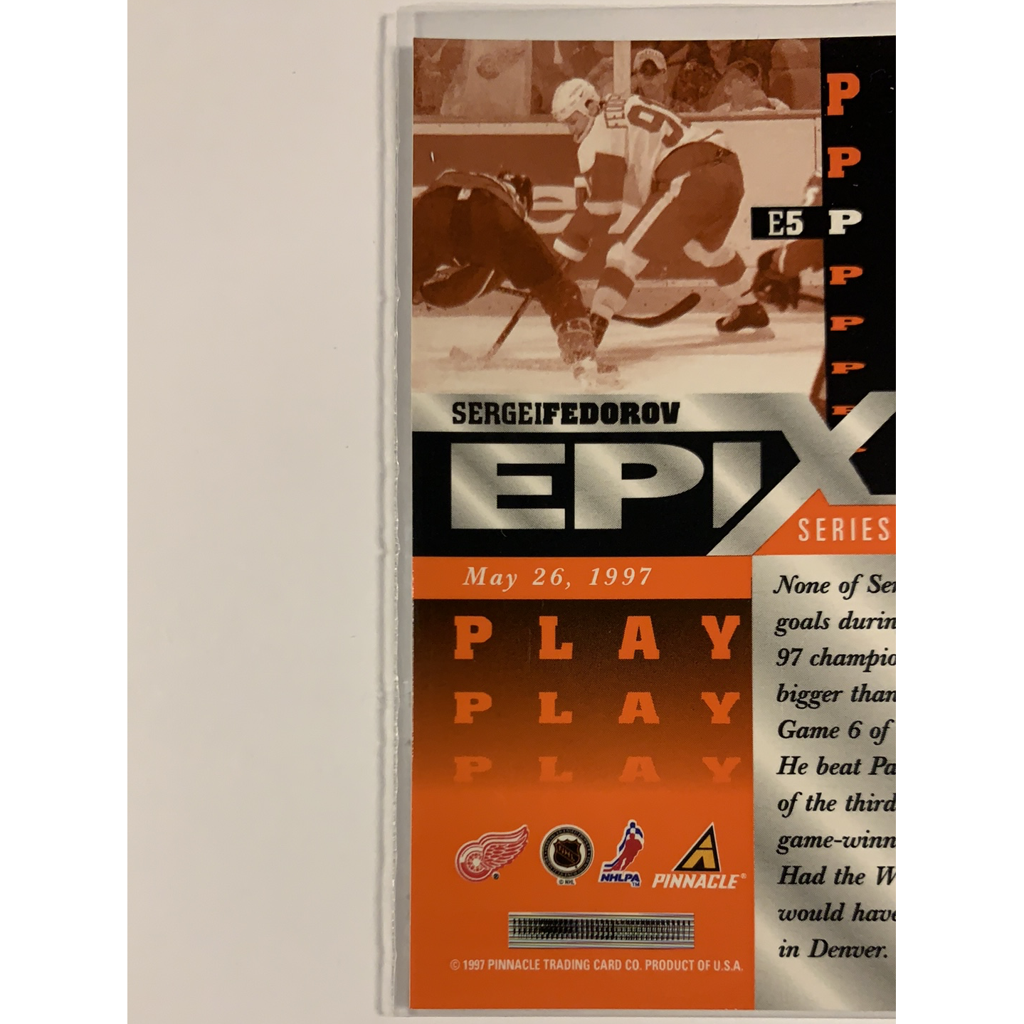  1997-98 Pinnacle Sergei Fedorov Epix Orange Play  Local Legends Cards & Collectibles