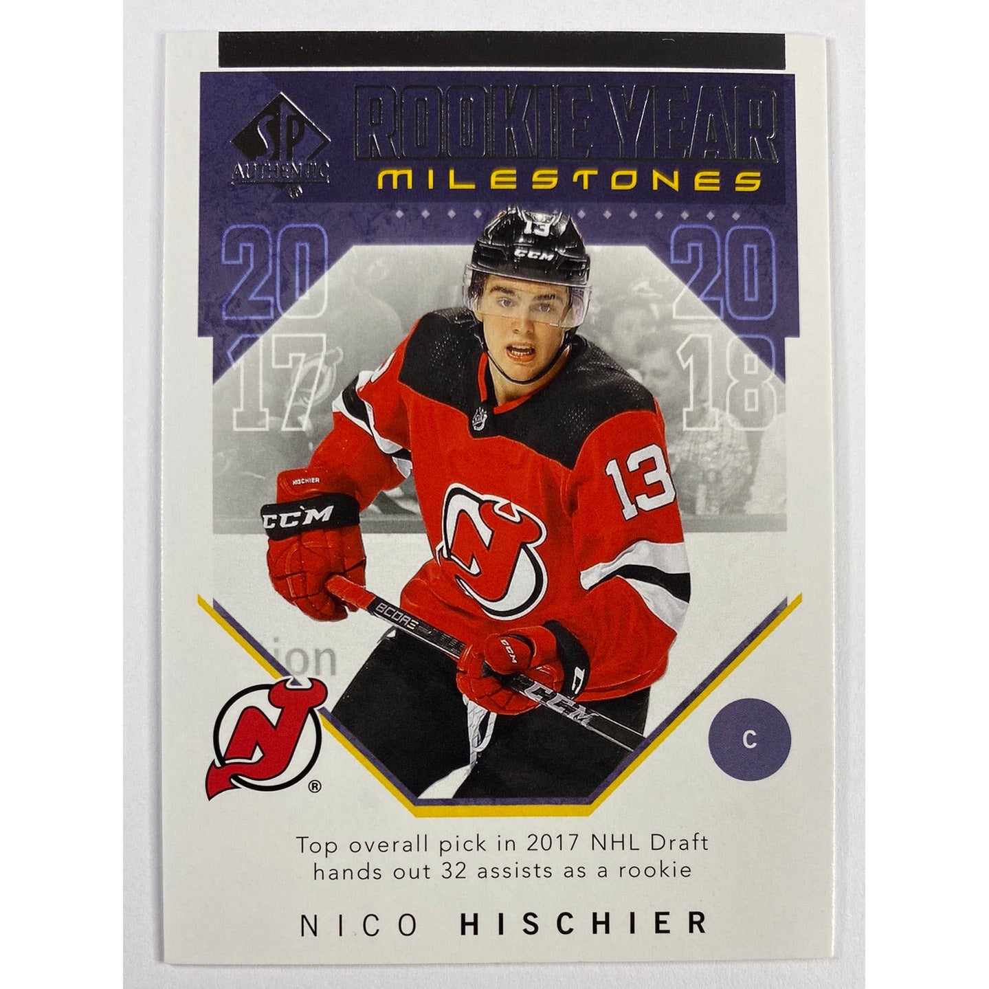 2018-19 SP Authentic Nico Hischier Rookie Year Milestones