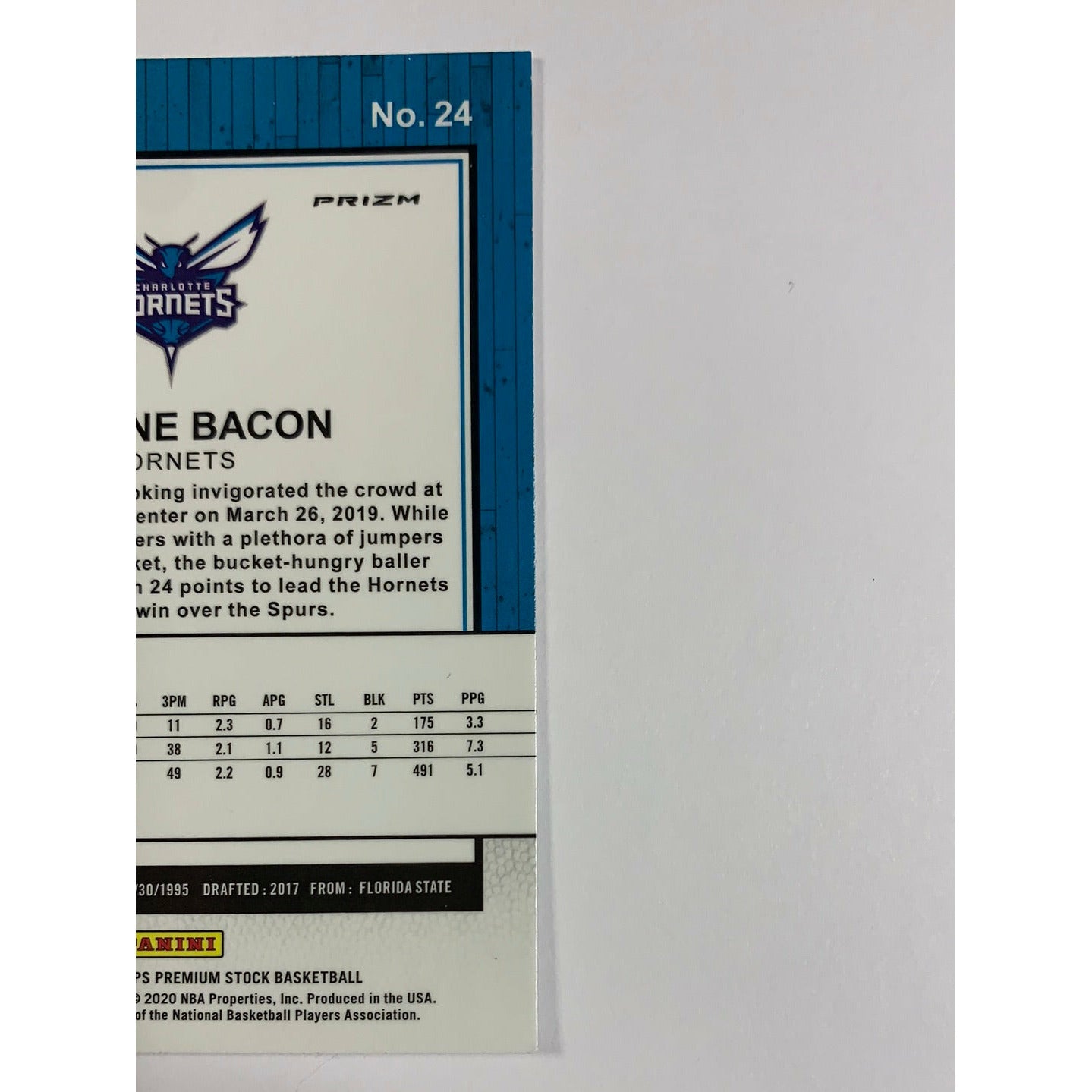 2019-20 Hoops Premium Stock Dwayne Bacon Silver Prizm