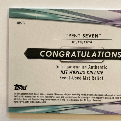 2021 NXT Worlds Collide Trent Seven Aqua Mat Relic /299