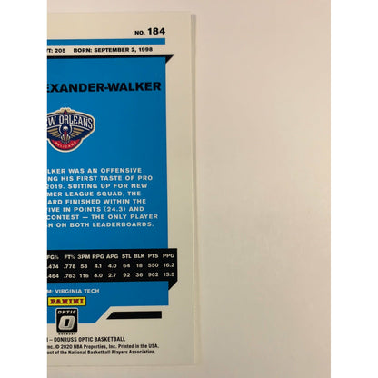 2019-20 Donruss Optic Nickeil Alexander Walker Rated Rookie