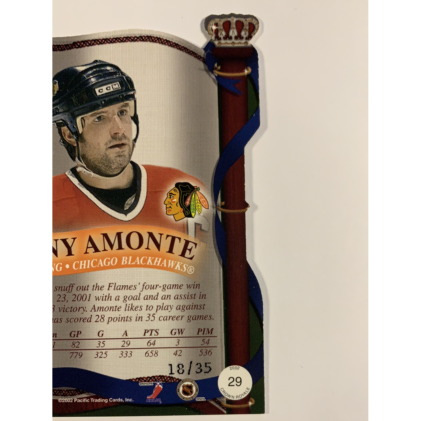  2002-03 Pacific Crown Royale Tony Amonte Silver Foil Die Cut /35  Local Legends Cards & Collectibles