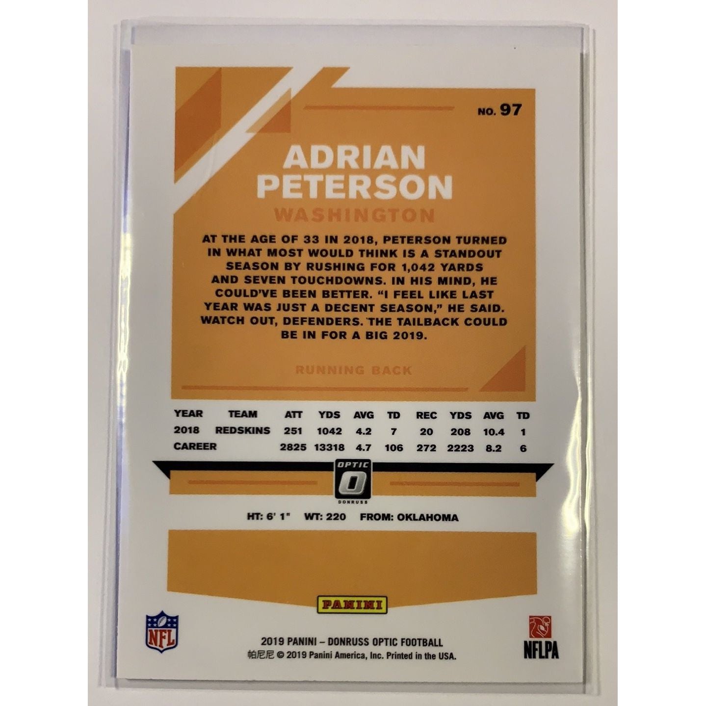  2019 Donruss Optic Adrian Peterson Base #97  Local Legends Cards & Collectibles