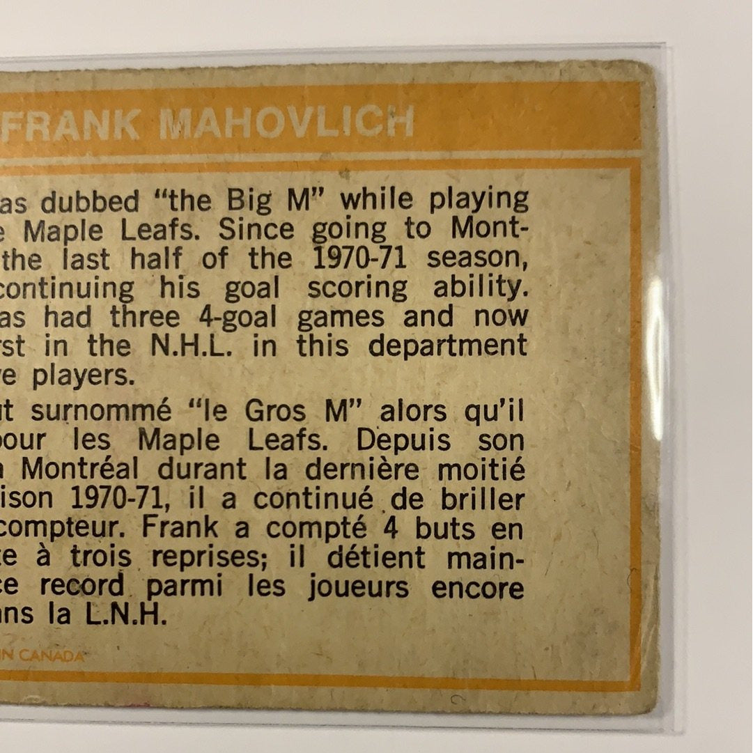  1972-73 O-Pee-Chee NHL Action Montreal LW Frank Mahovlich  Local Legends Cards & Collectibles