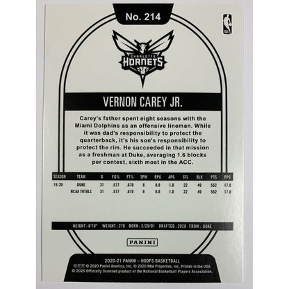 2020-21 Hoops Vernon Carey Jr RC