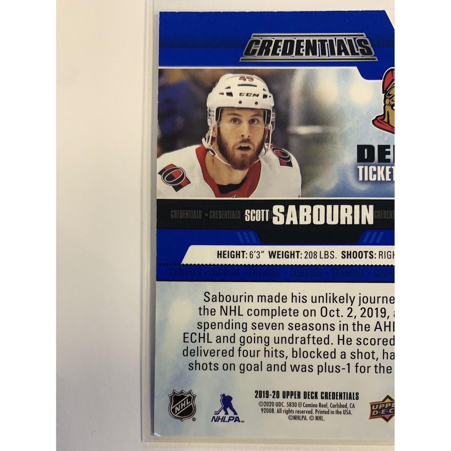  2019-20 Credentials Scott Sabourin Debut Ticket Access /999  Local Legends Cards & Collectibles