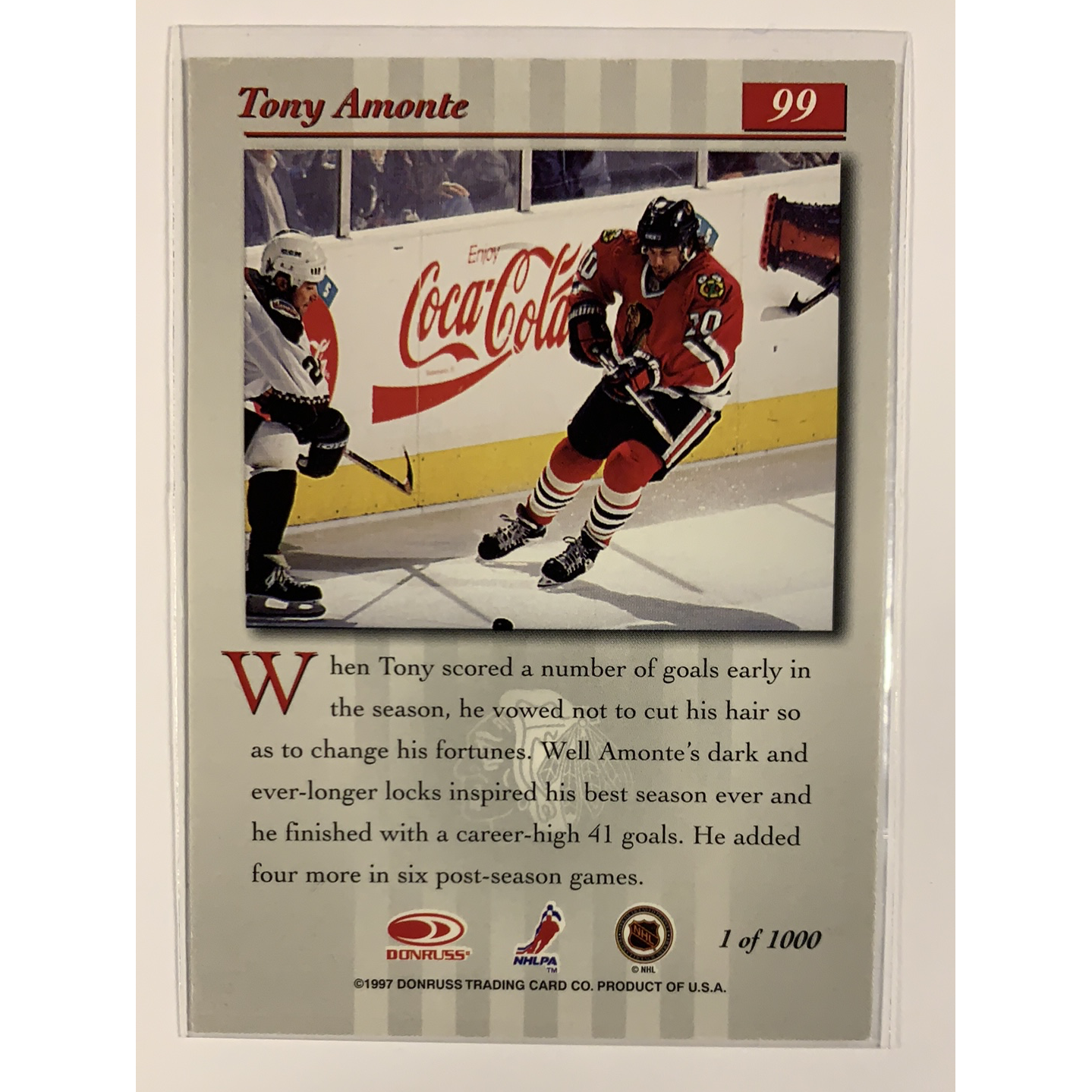  1997 Donruss 97-98 Studio Tony Amonte Press Proof 1 of 1000  Local Legends Cards & Collectibles