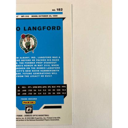 2019-20 Donruss Optic Romeo Langford Purple Shock Prizm Rated Rookie