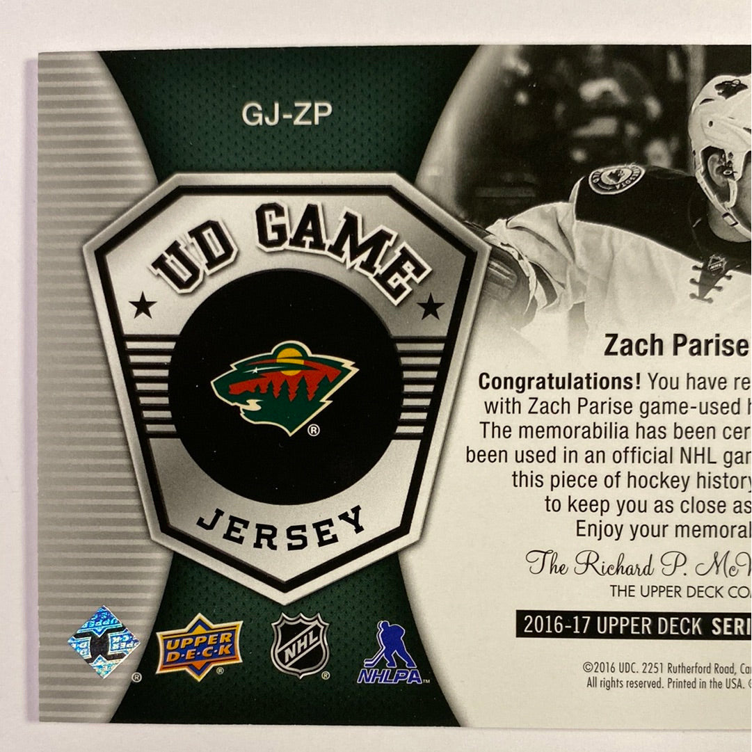 2016-17 Upper Deck Series 1 Zach Parise UD Game Jersey