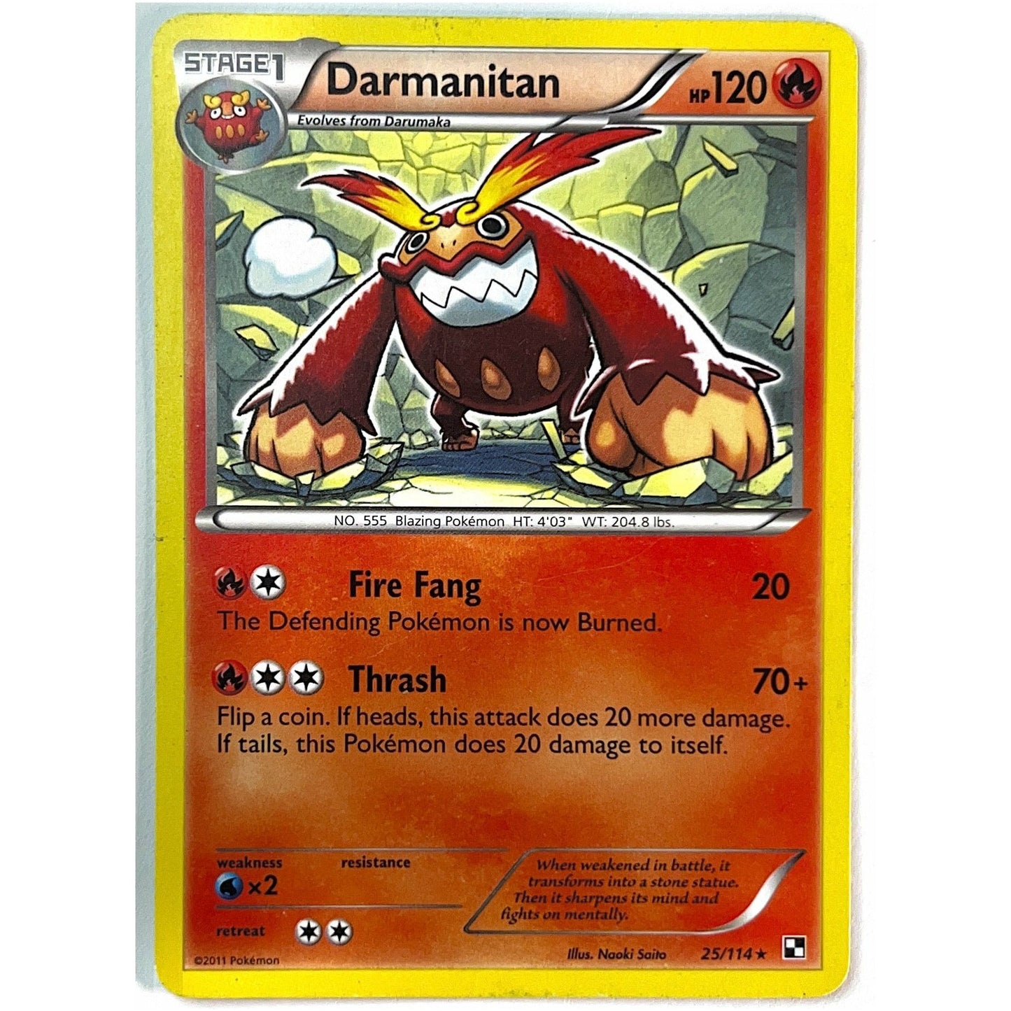Black & White Darmanitan Rare Non-Holo 25/114