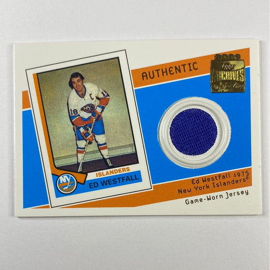2002 Topps Archives Ed Westfall Authentic 1975 Isles Game Worn Jersey