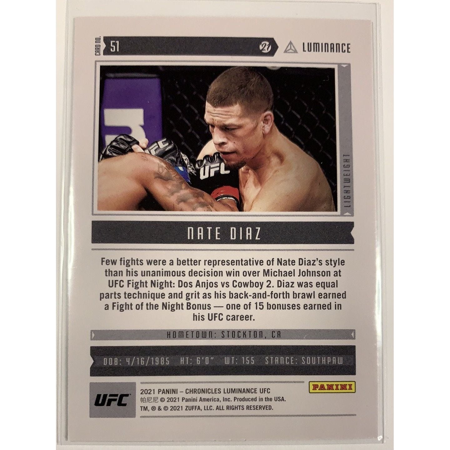  2021 Panini Chronicles Luminance Nate Diaz  Local Legends Cards & Collectibles