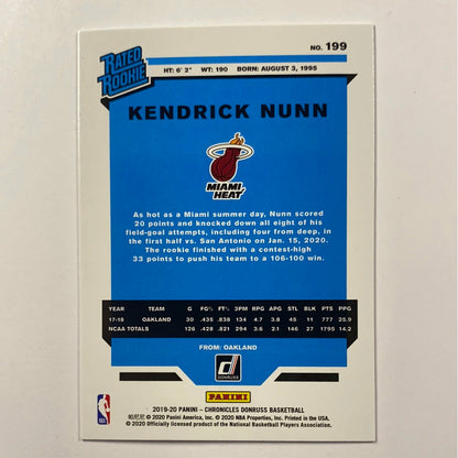 2019-20 Panini Donruss Kendrick Rated Rookie #199