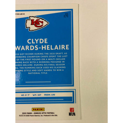 2020 Donruss Optic Clyde Edwards-Helaire Rated Rookie Silver Holo Prizm