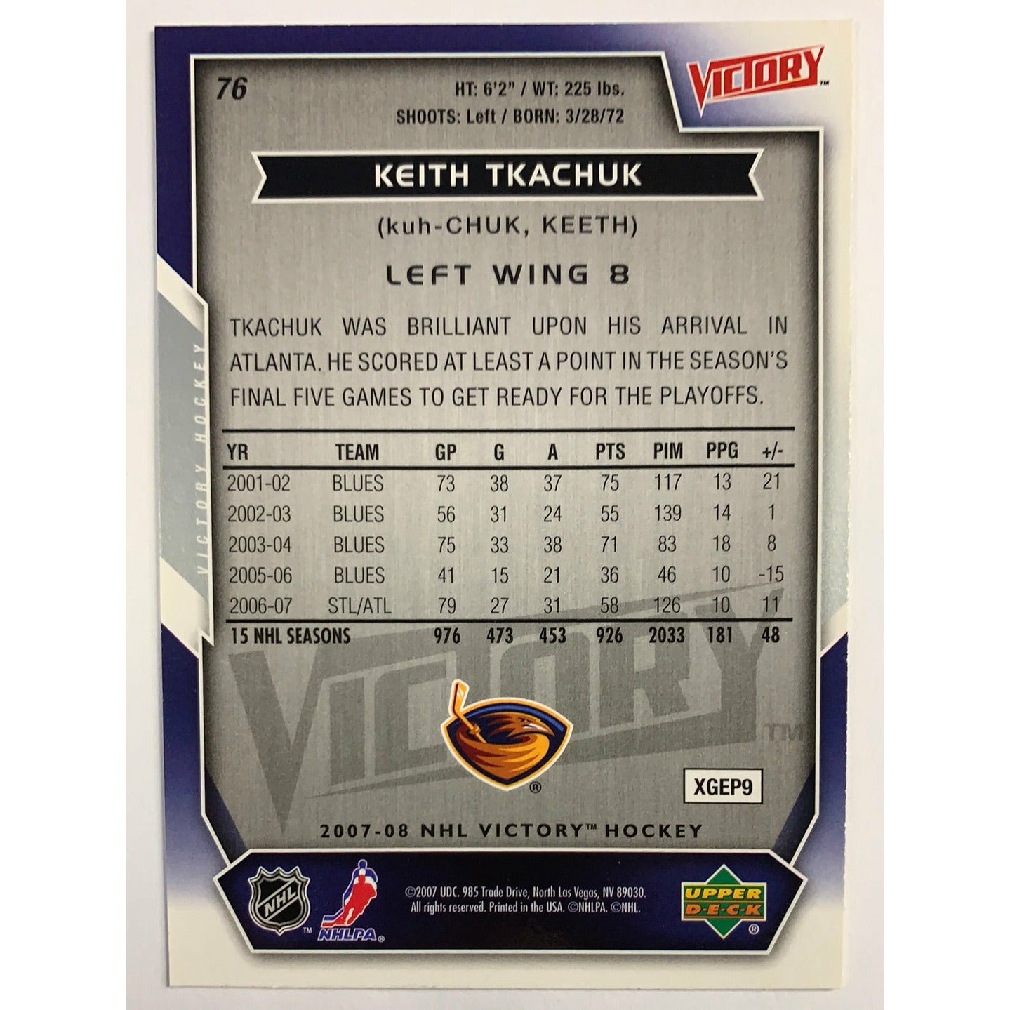 2007-08 Victory Keith Tkachuk