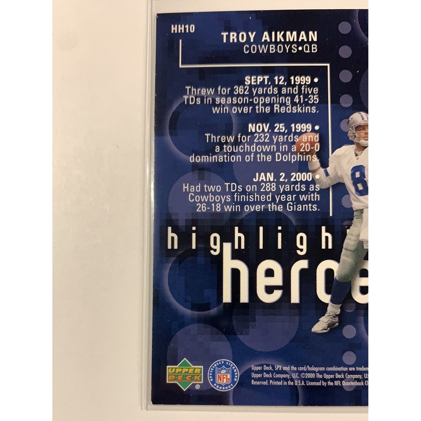  2000 SPx Troy Aikman Highlight Heroes  Local Legends Cards & Collectibles