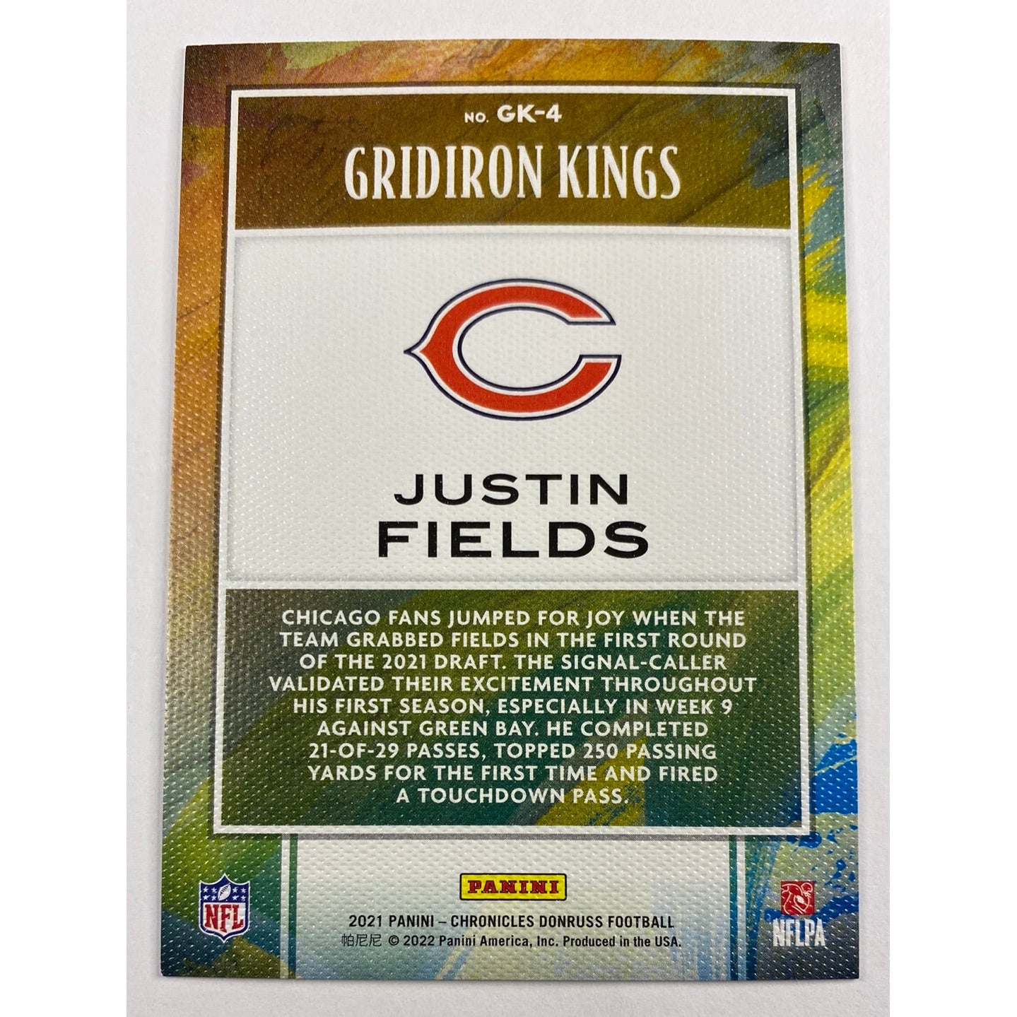 2021 Chronicles Donruss Justin Fields Gridiron Kings RC