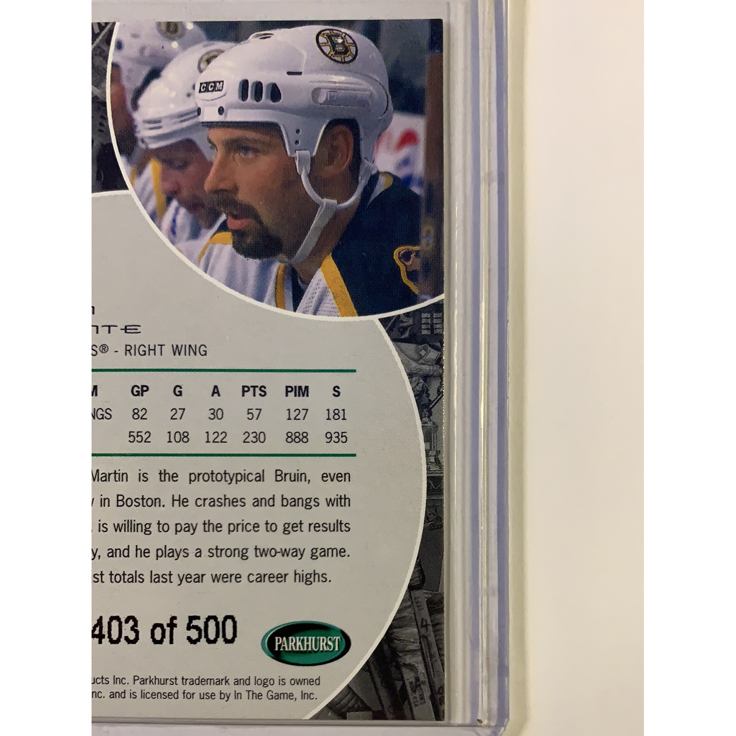  2001-02 Parkhurst Martin Lapointe Silver Foil /500  Local Legends Cards & Collectibles