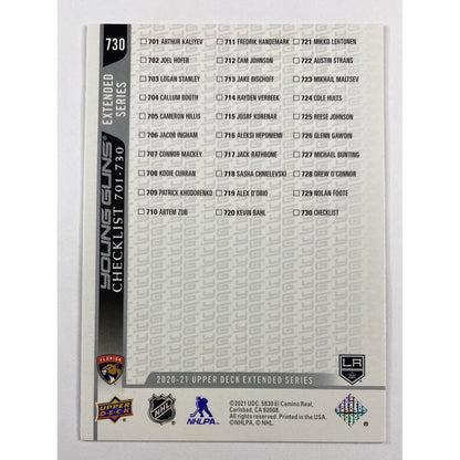 2020-21 Upper Deck Extended Series Aleksi Heponiemi Arthur Kaliyev Checklist