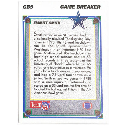 1991 Upper Deck Emmitt Smith Game Breaker Hologram #GB5
