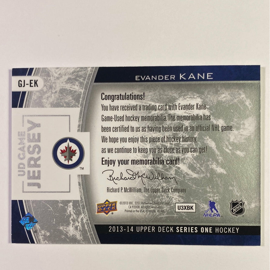 2013-14 Upper Deck Series 1 Evander Kane UD Game Jersey