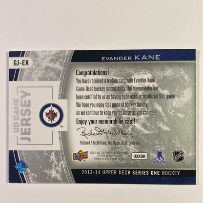 2013-14 Upper Deck Series 1 Evander Kane UD Game Jersey