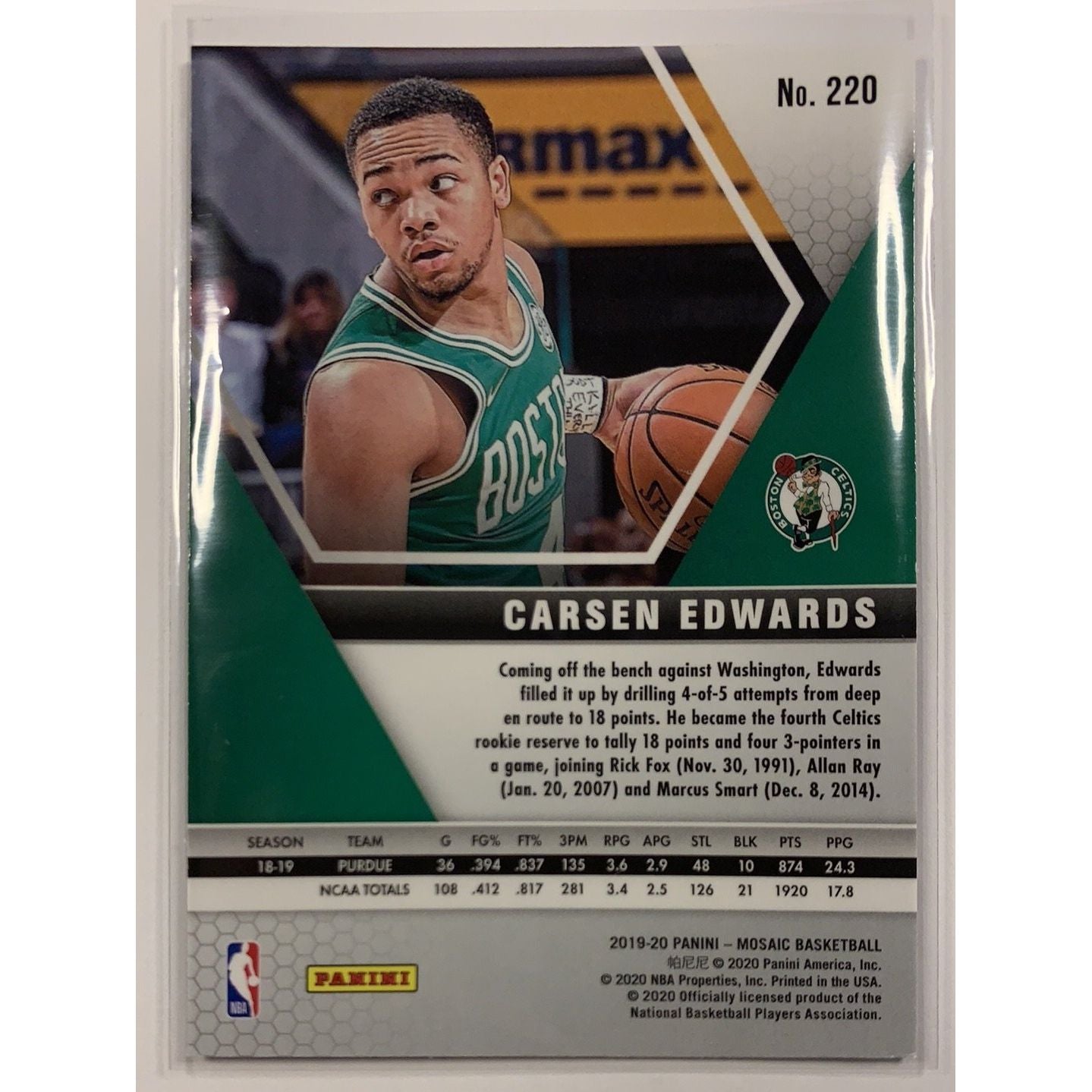  2019-20 Panini Mosaic Carsen Edwards RC  Local Legends Cards & Collectibles