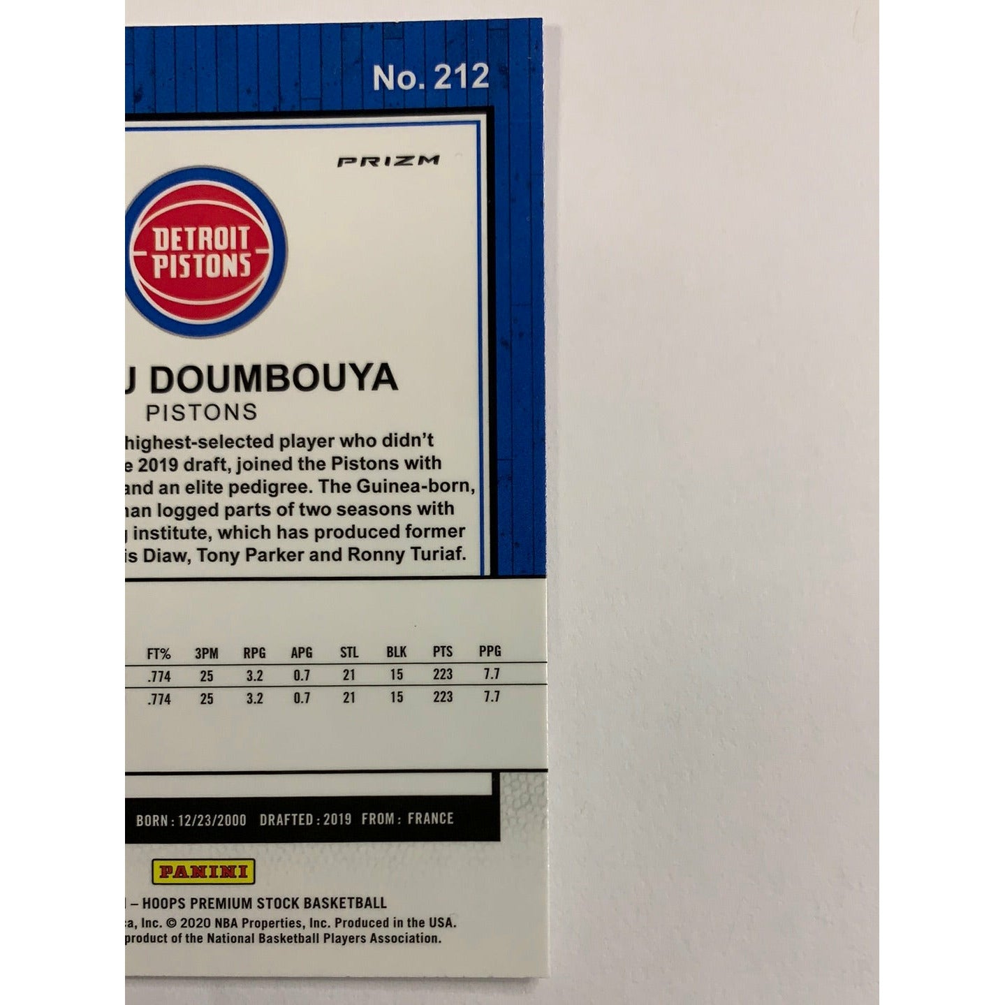 2019-20 Hoops Premium Stock Sekou Doumbouya Fast Break Prizm RC