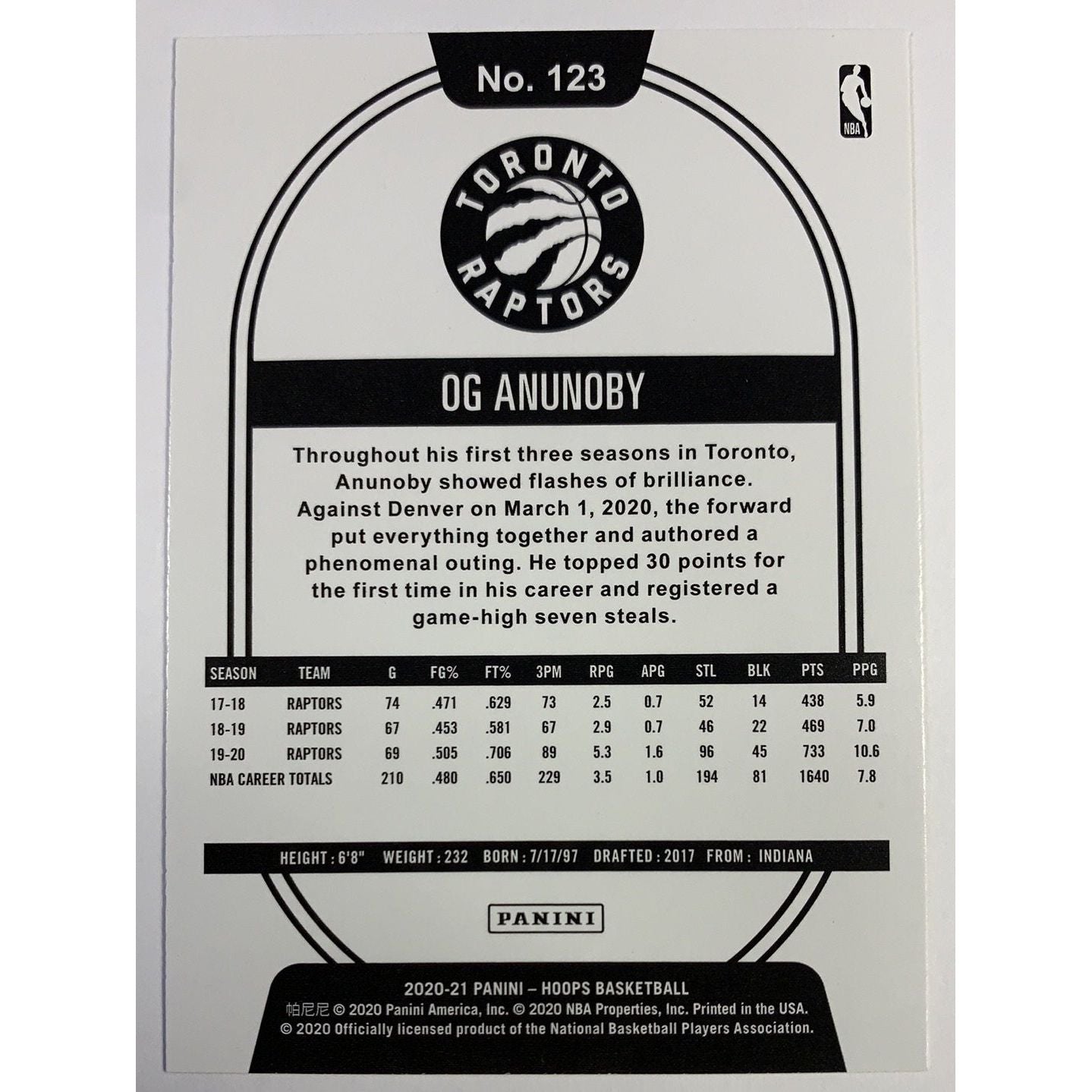  2019-20 Hoops Og Anunoby Purple Explosion  Local Legends Cards & Collectibles