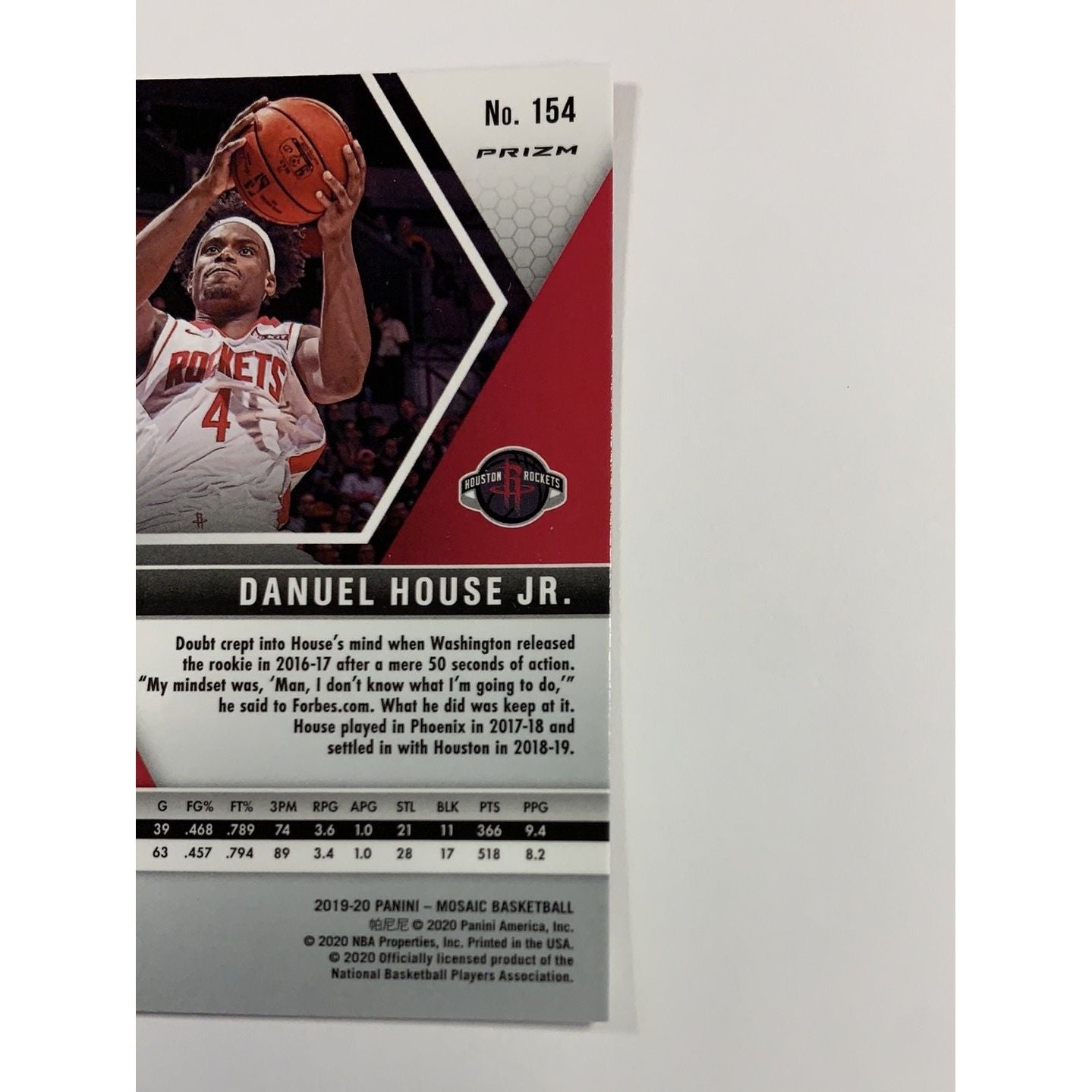  2019-20 Mosaic Danuel House Jr Blue Reactive Prizm  Local Legends Cards & Collectibles