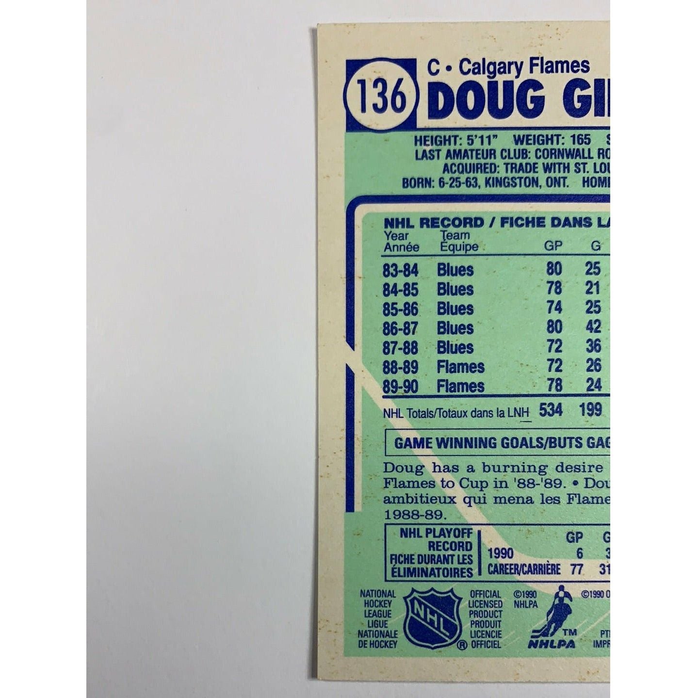 1990-91 O-Pee-Chee Doug Gilmour