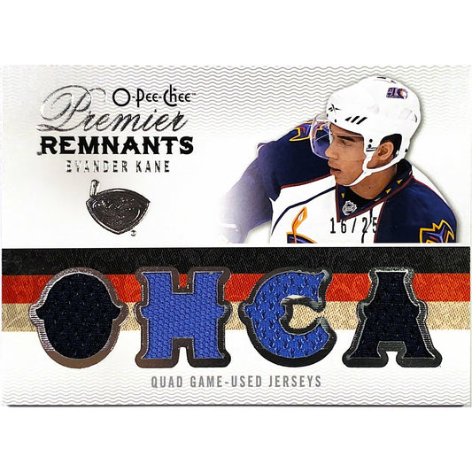  2010-11 O-Pee-Chee Premier Evander Kane Premier Remnants Rookie Photo Shoot Quad Used Game Jersey Patch /25  Local Legends Cards & Collectibles