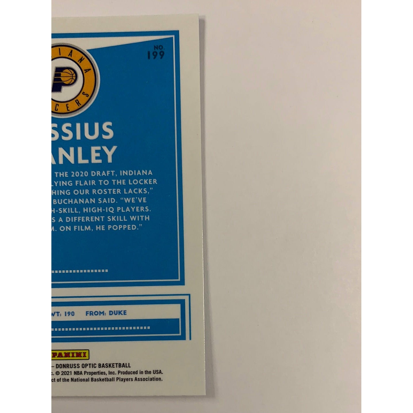 2020-21 Donruss Optic Cassius Stanley Blue Velocity Prizm Rated Rookie