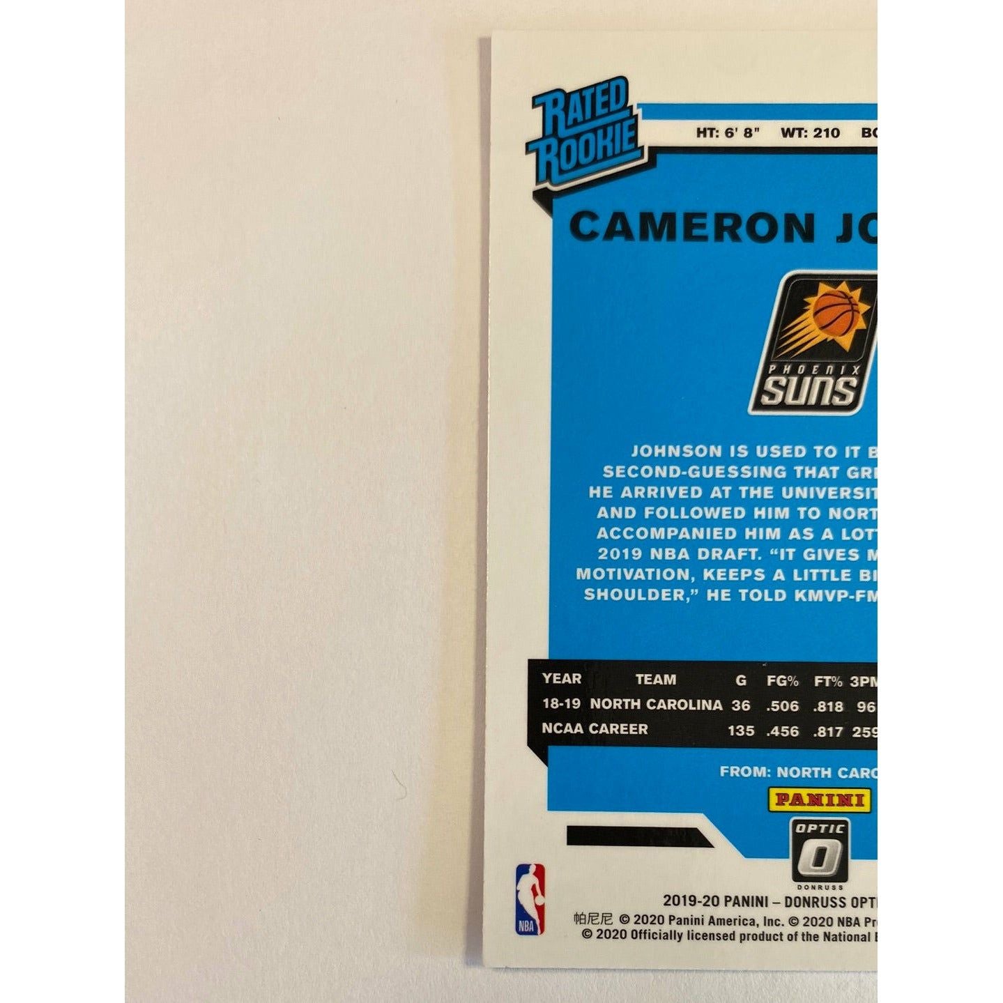 2019-20 Donruss Optic Cameron Johnson Rated Rookie