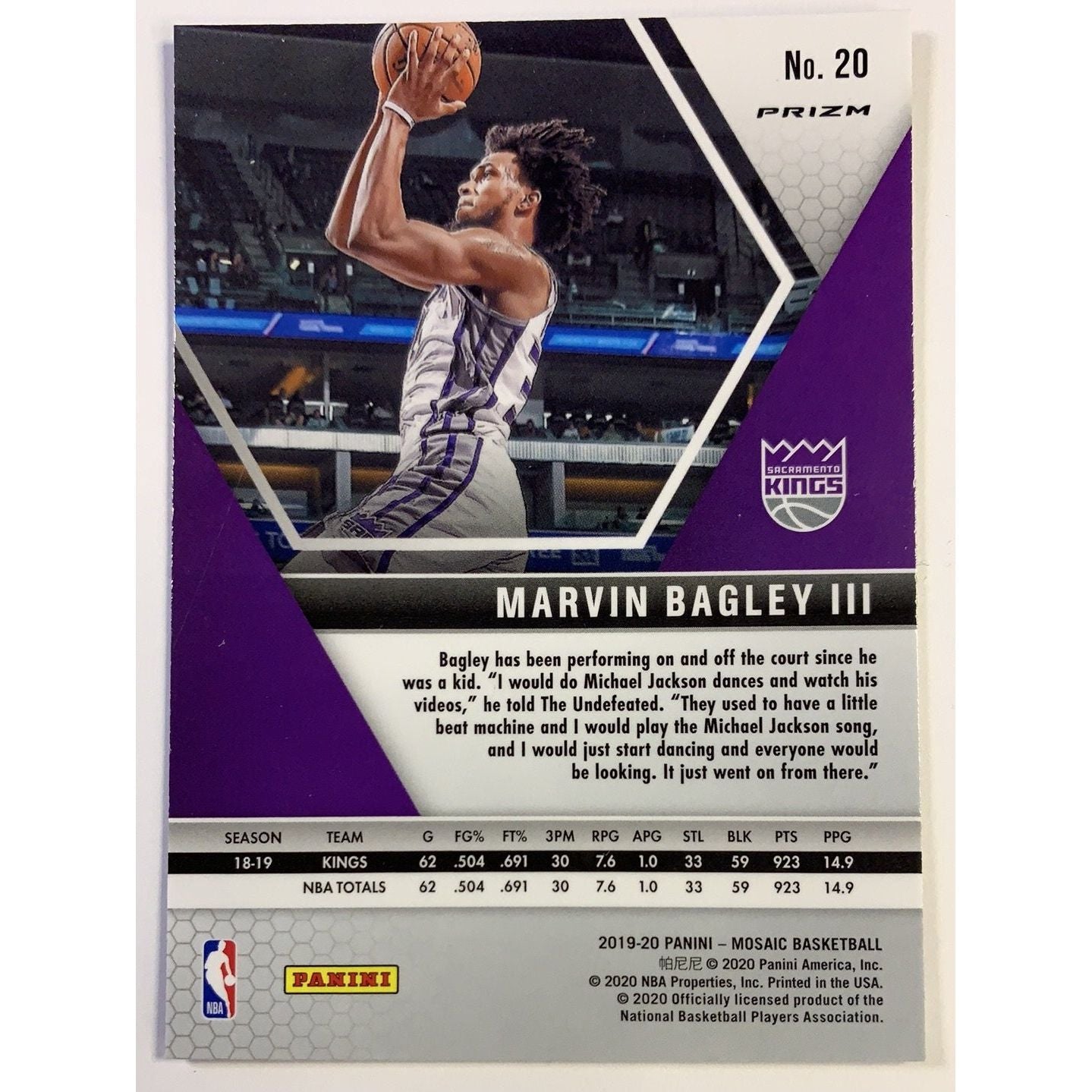  2019-20 Mosaic Marvin Bagley III Orange Reactive Prizm  Local Legends Cards & Collectibles