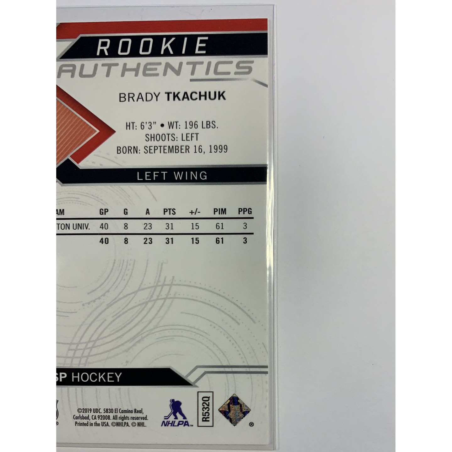  2018-19 Upper Deck SP Brady Tkachuk Rookie Authentics  Local Legends Cards & Collectibles