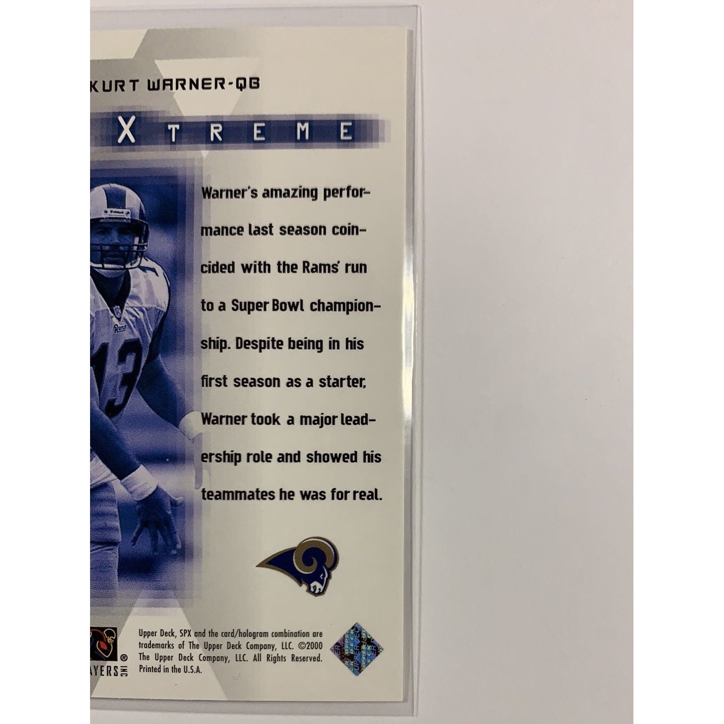  2000 SPx Kurt Warner SP Xtreme  Local Legends Cards & Collectibles