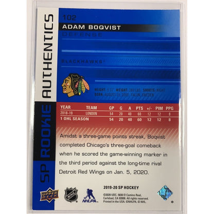  2019-20 SP Adam Boqvist Rookie Authentics  Local Legends Cards & Collectibles