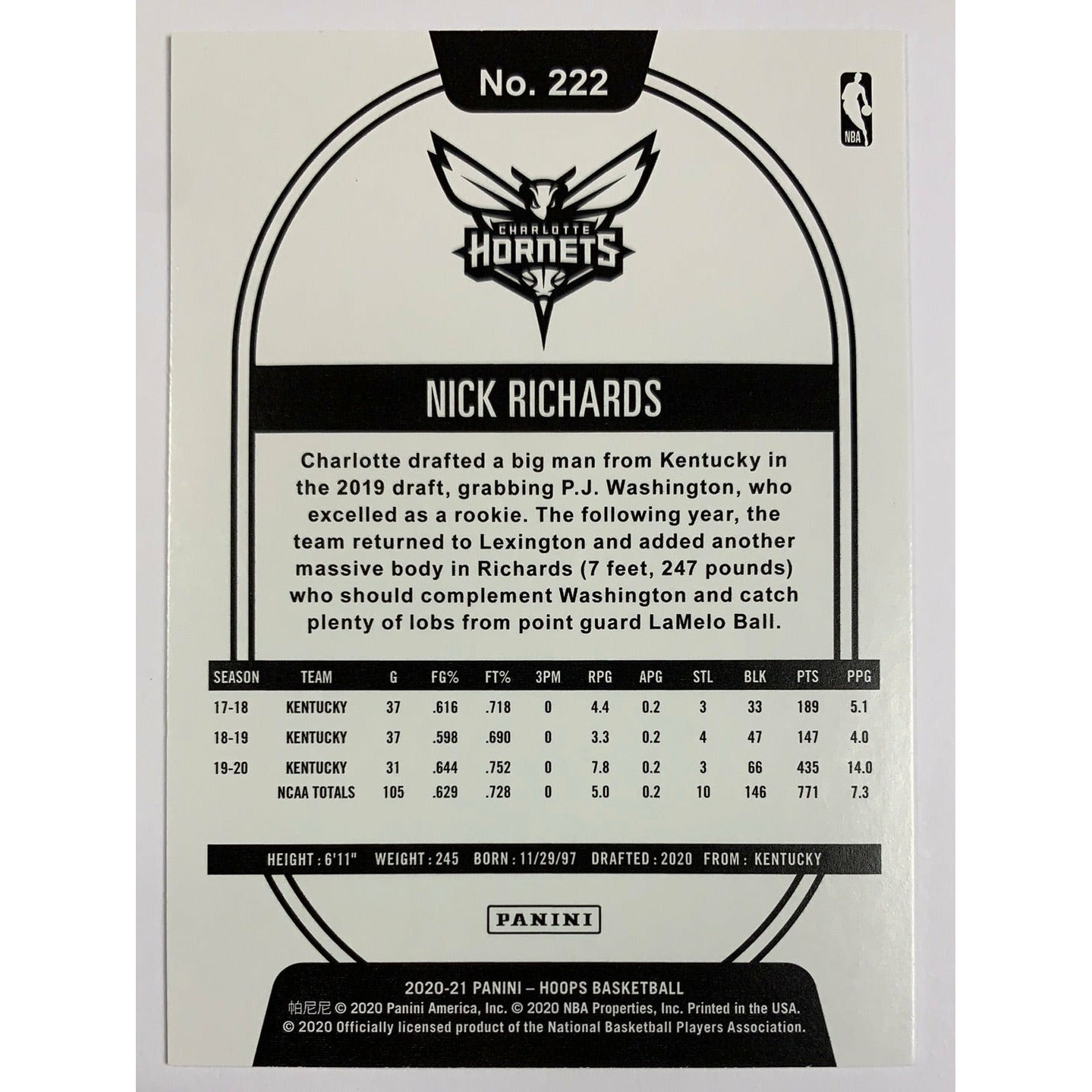 2020-21 Hoops Nick Richards RC Holiday Parallel