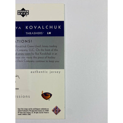 2003-04 Upper Deck Artistic Impressions Ilya Kovalchuk Artists Touch Jersey Patch /499