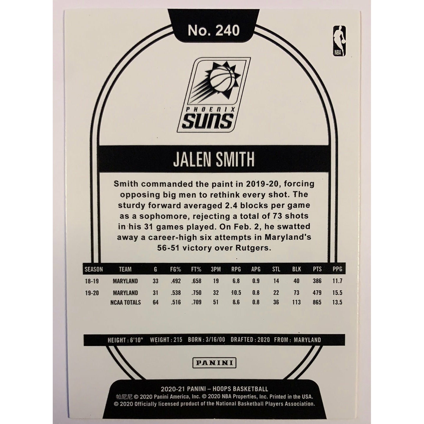 2020-21 Hoops Jalen Smith RC