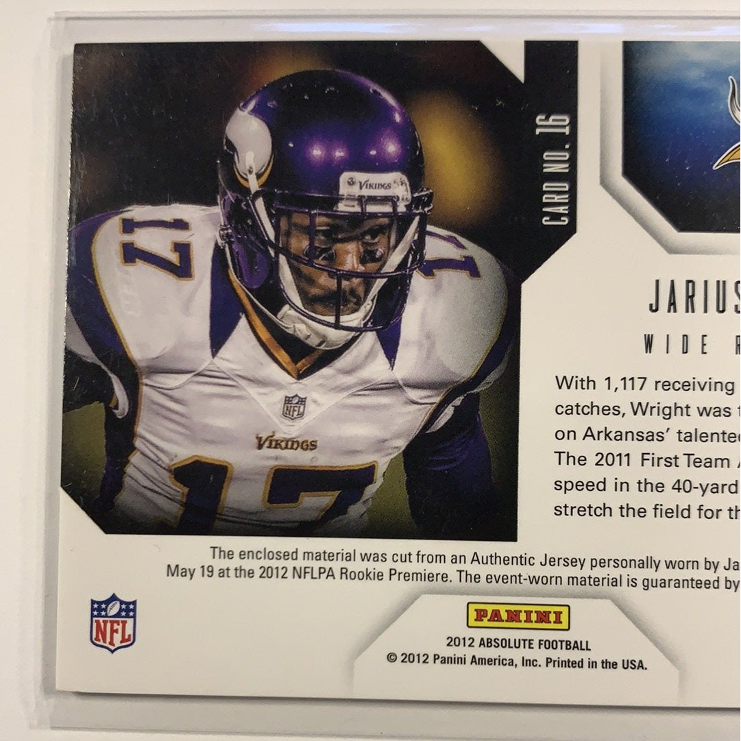  2012 Absolute Jarius Wright Star Gazing Jersey Patch  Local Legends Cards & Collectibles