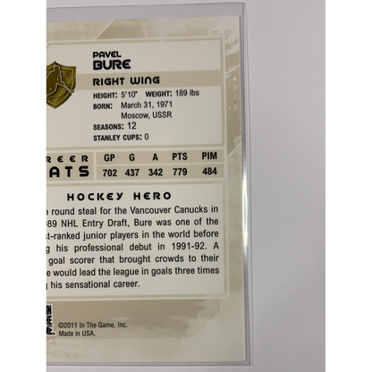 2011 In the Game Pavel Bure Heroes and Prospects  Local Legends Cards & Collectibles