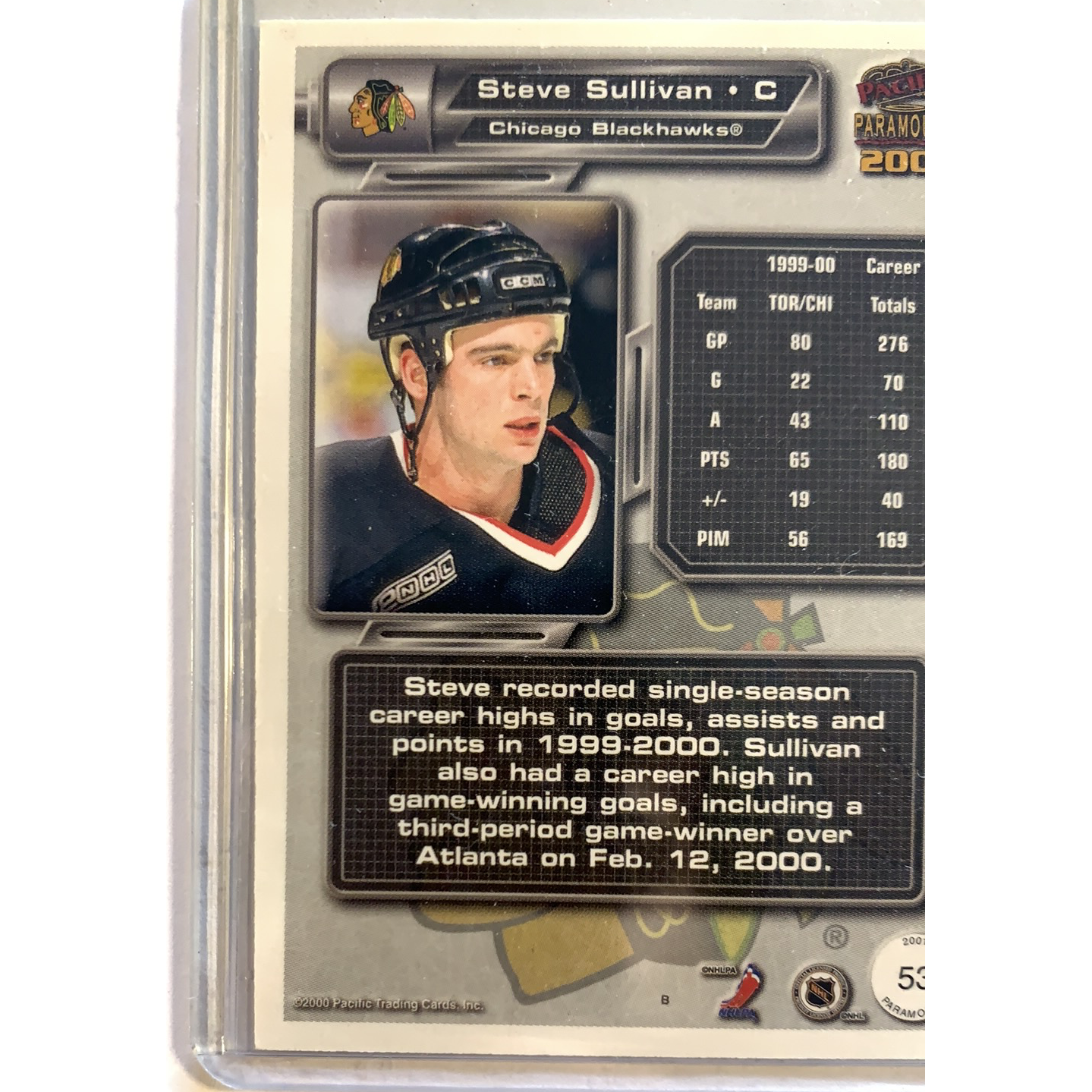  2000-01 Pacific Paramount Steve Sullivan Gold Holo /74  Local Legends Cards & Collectibles