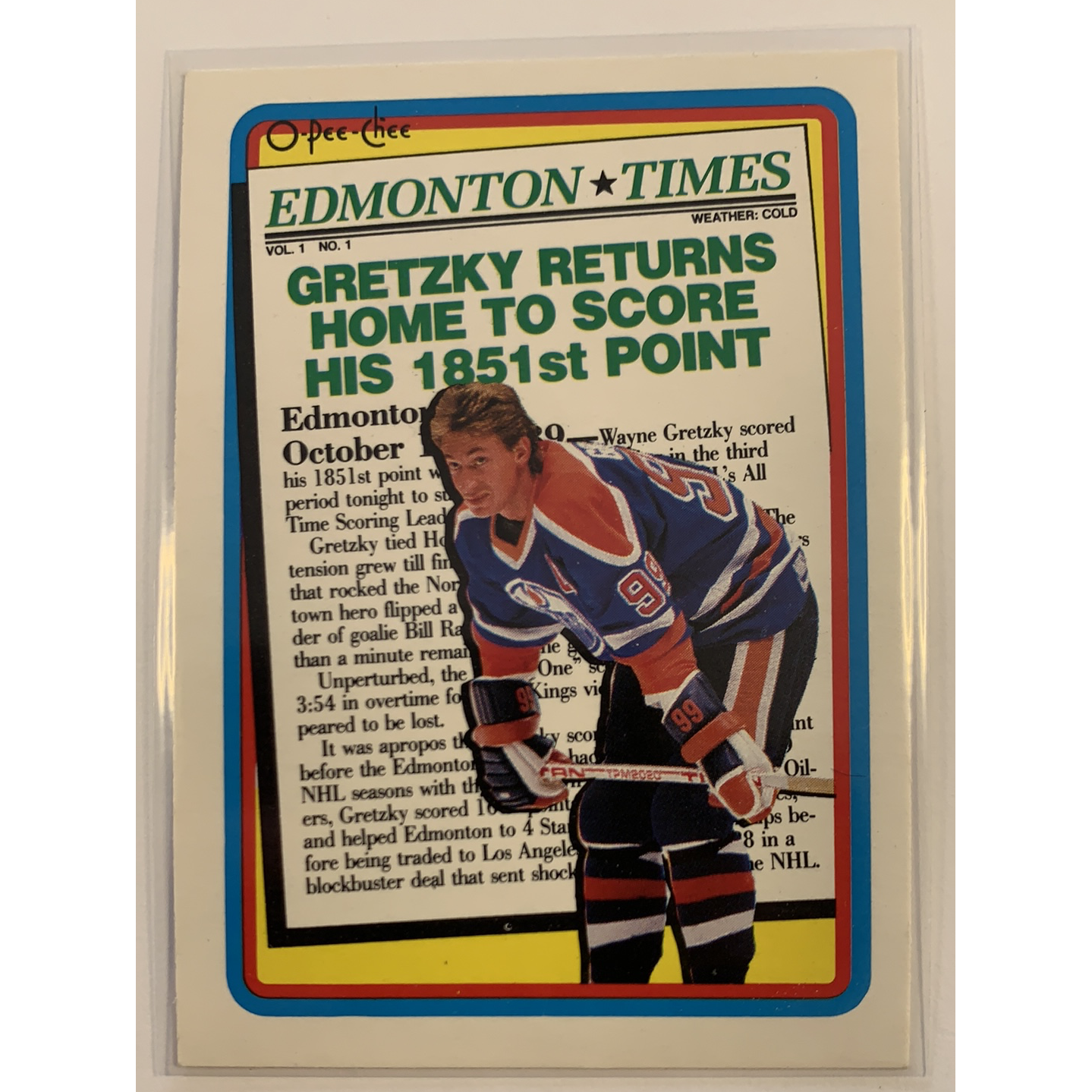  1989-90 O-Pee-Chee Wayne Gretzky Edmonton Times  Local Legends Cards & Collectibles