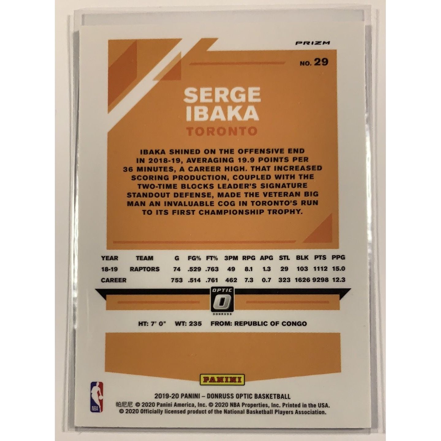  2019-20 Donruss Optic Serge Ibaka Purple Prizm  Local Legends Cards & Collectibles
