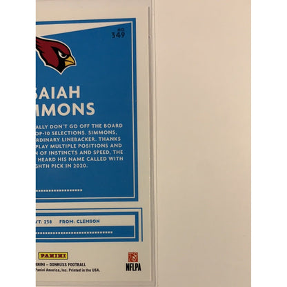  2020 Donruss Isaiah Simmons Blue Press Proof Rated Rookie  Local Legends Cards & Collectibles