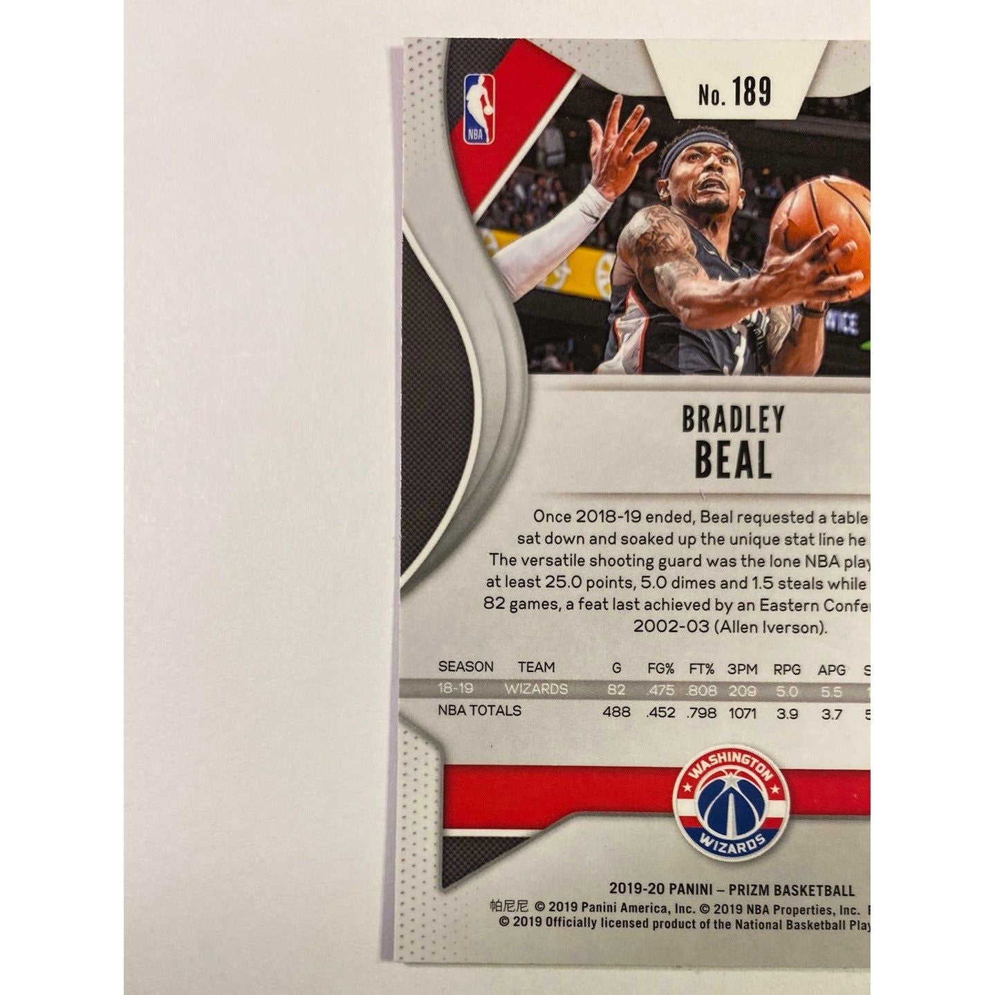 2019-20 Panini Prizm Bradley Beal Red White Blue Prizm